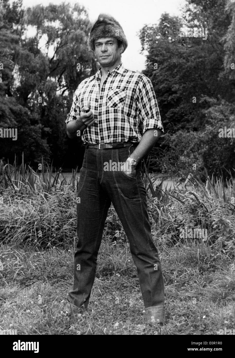 Comedian Pierre Dudan as a farmer in 'A Man Goes Back to his Past' Stock Photo