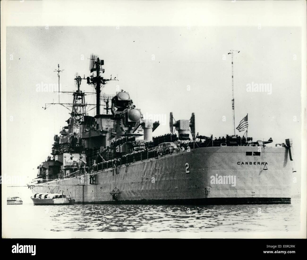 Oct. 10, 1957 - American guided missile warship visits Turkey. Photo shows the U.S.S. Canberra - the Guided Missile warship of the United States Elect seen in the Port of Izmir, Turkey during exercises recently. Special interest is centred around the visit in view of the recent threat of the Arab countries. Stock Photo