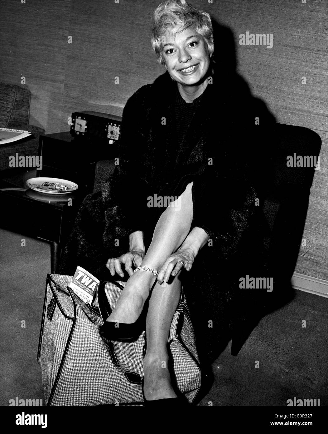 Actress Carol Channing at Idlewild Airport Stock Photo