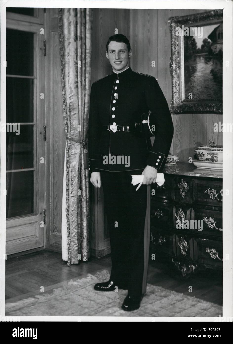 Jan. 01, 1958 - H.R.H Crown Prince Harald of Norway.: 21 year and coming into state of ~~~ ity on February 21st 1958 Photo shows the first pictures of the H.R.H Crown Prince Harald after the death of his grandfather King VII Stock Photo