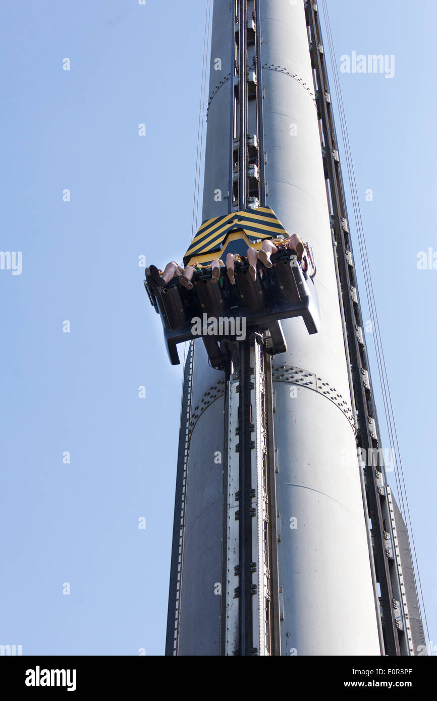Free fall amusement park ride Stock Photo