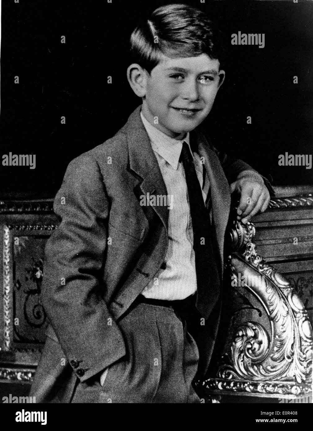 Portrait of Prince Charles on his ninth birthday Stock Photo