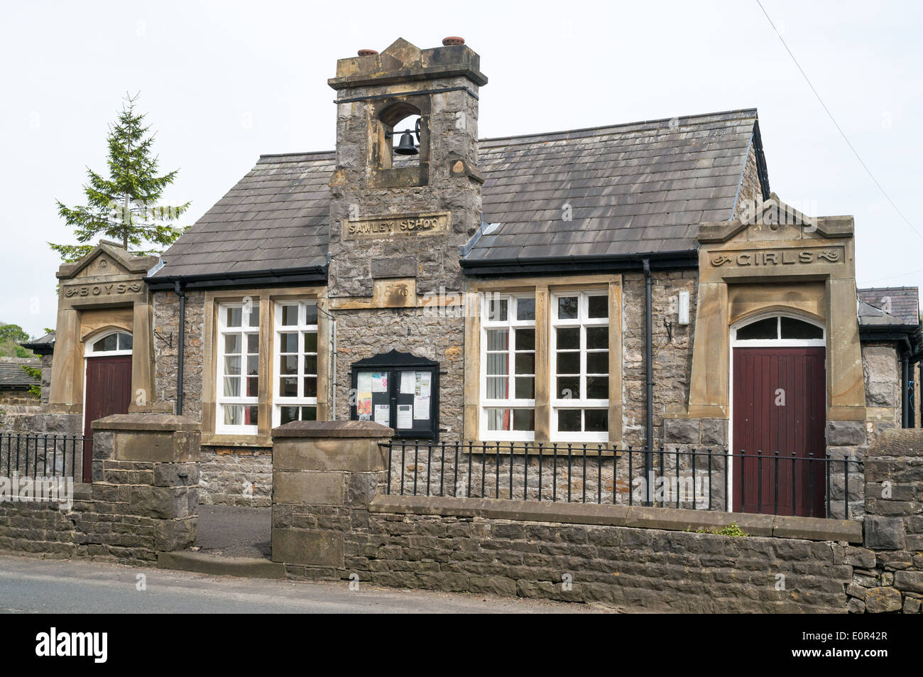 Victorian stone school building Sawley, Lancashire, England UK Stock Photo