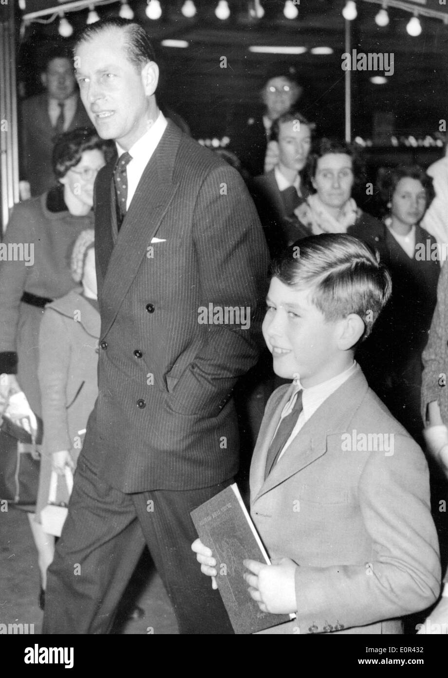 Prince Philip and son Charles go to the circus Stock Photo