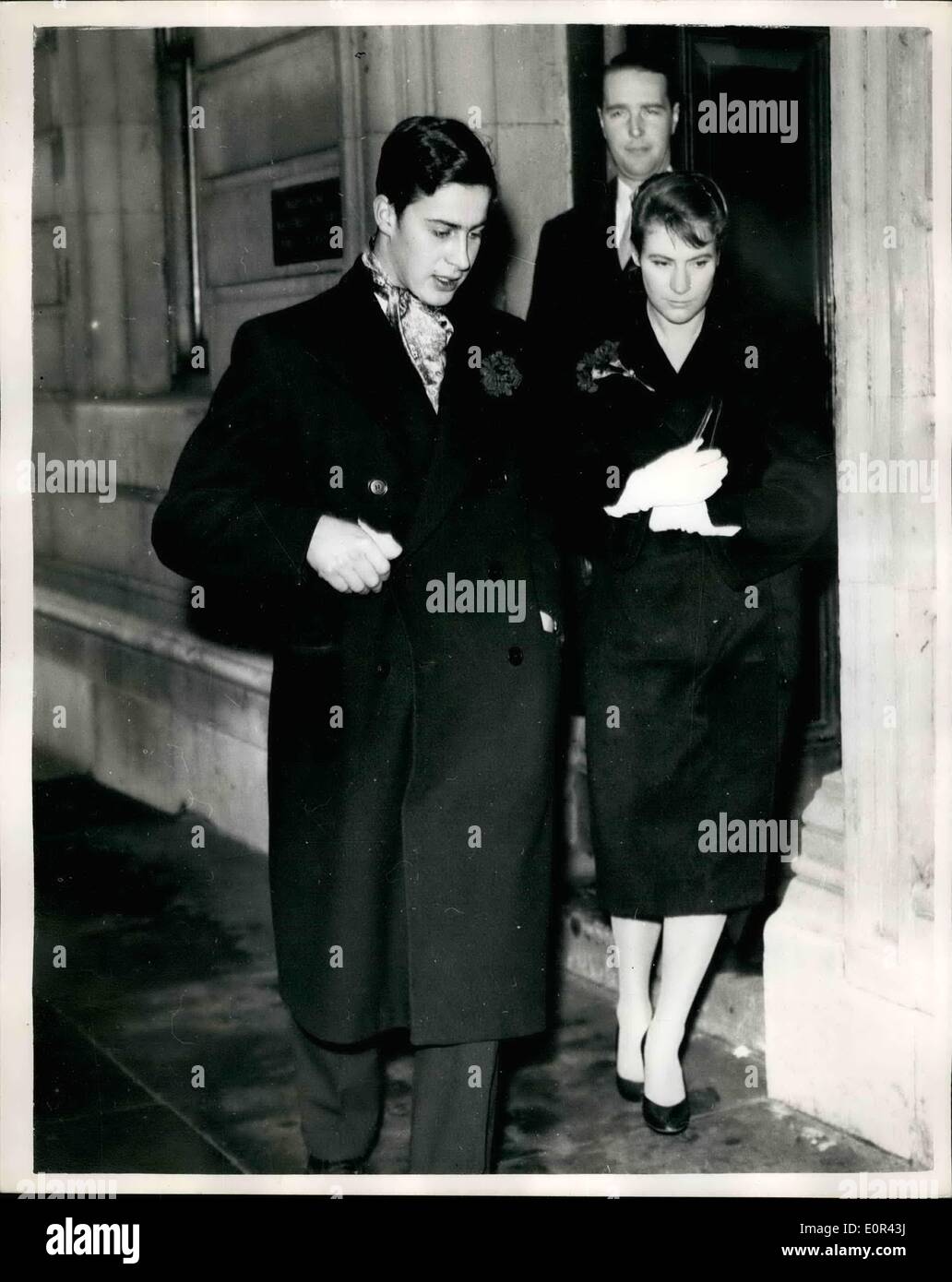 Jan. 11, 1958 - 11-1-58 Well known persons named in West End gaming case. A number of persons well known in society circles of Mayfair were named yesterday at Marylebone and charged with being found in Paddington flat alleged to be a common gaming house . Keystone Photo Shows: Lady Jane Heathcote Drummond-Willoughby and her brother Lord Willoughby de Eresby, children of the Earl of Andover yesterday. They were bound over in &pound;25, not to frequent gaming houses for a year. Stock Photo