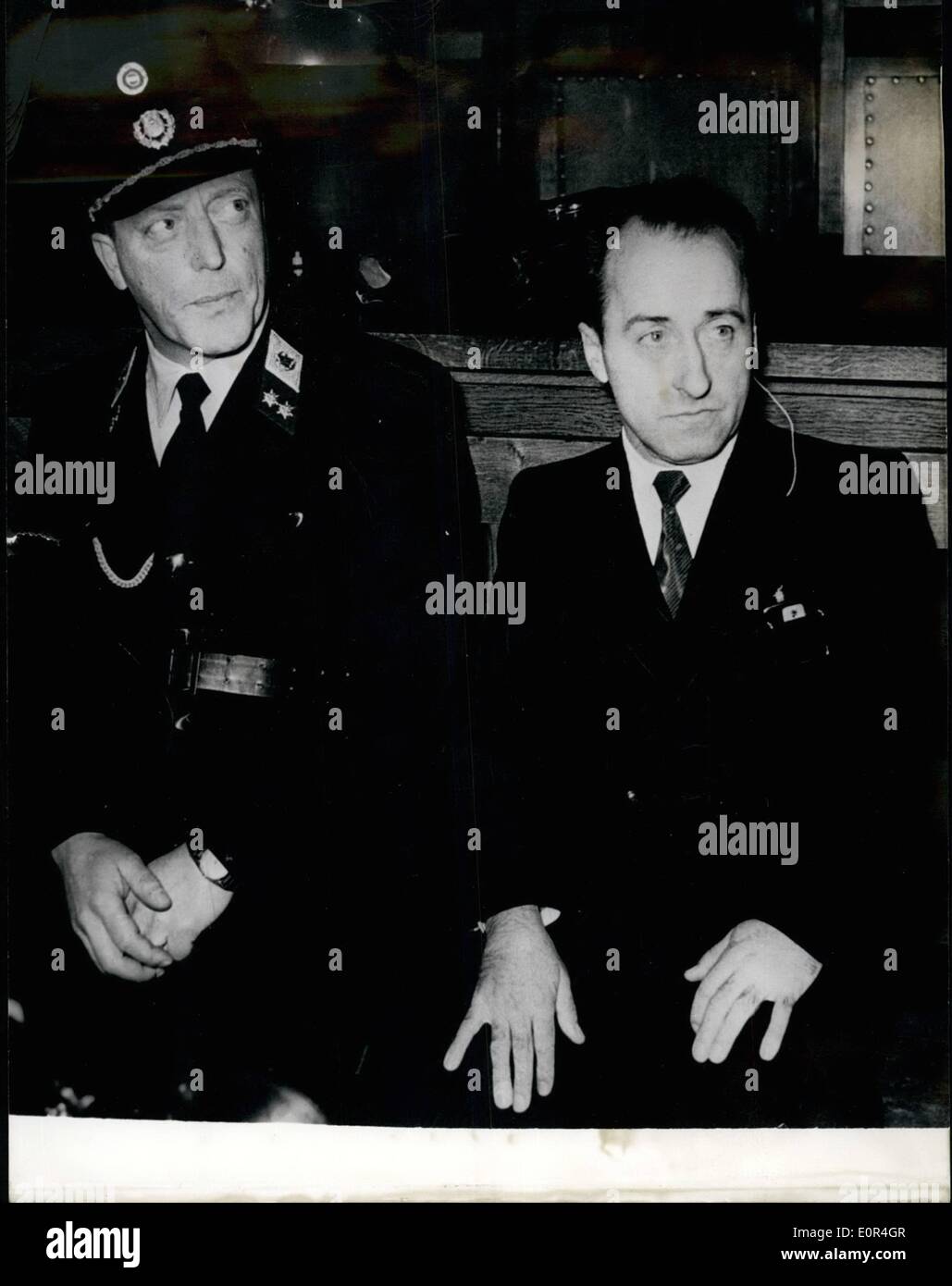 Mar. 03, 1958 - Opening trial against the ''Beast of Steyr'': On the court of assizes at Steyr (Austria) the trial against the subsidiary workeer Alred Engleder was opened on March 4th. Engleder is accused to have attacked six women and kill two of them. He is misleaded convict who wanted to take revenge on all women, because they laught on him and he had no luck with them because of his small body. He is only 1.54 meter high. Because of an attack to hospital nurse Bernhardine Fluch, made by Engleder as one saw later, the physician Dr Stock Photo