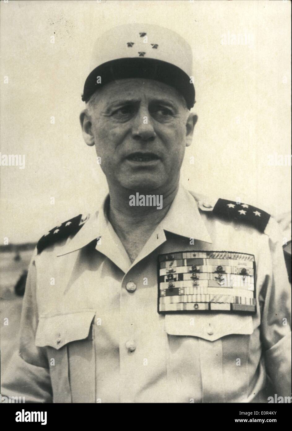 Feb. 02, 1958 - French Planes Strafe Algerian Rebels Stronghold in Tunisia: General Salan: Commander - in - chief of the French Stock Photo