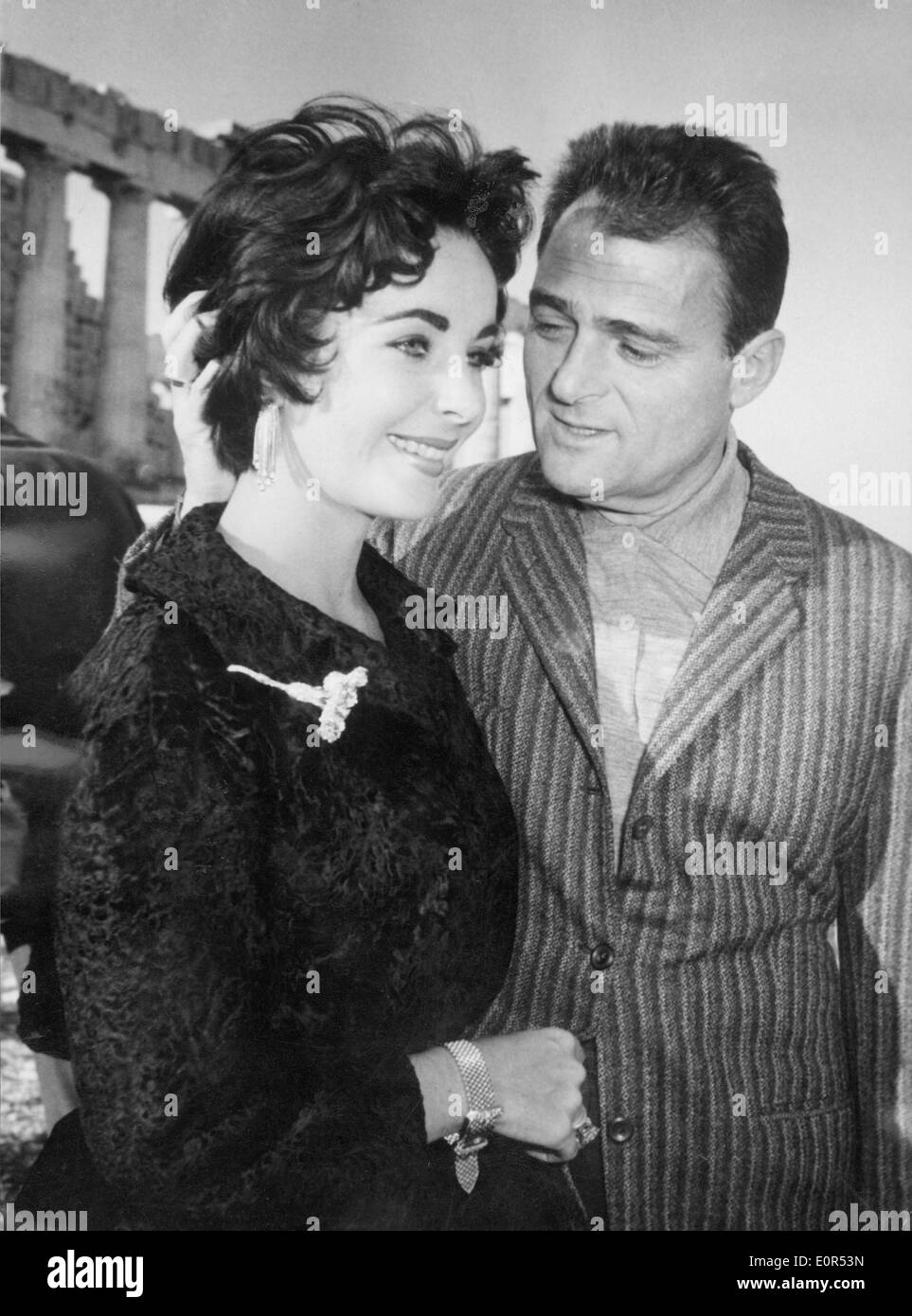 Actress Elizabeth Taylor and Mike Todd visiting Athens Stock Photo