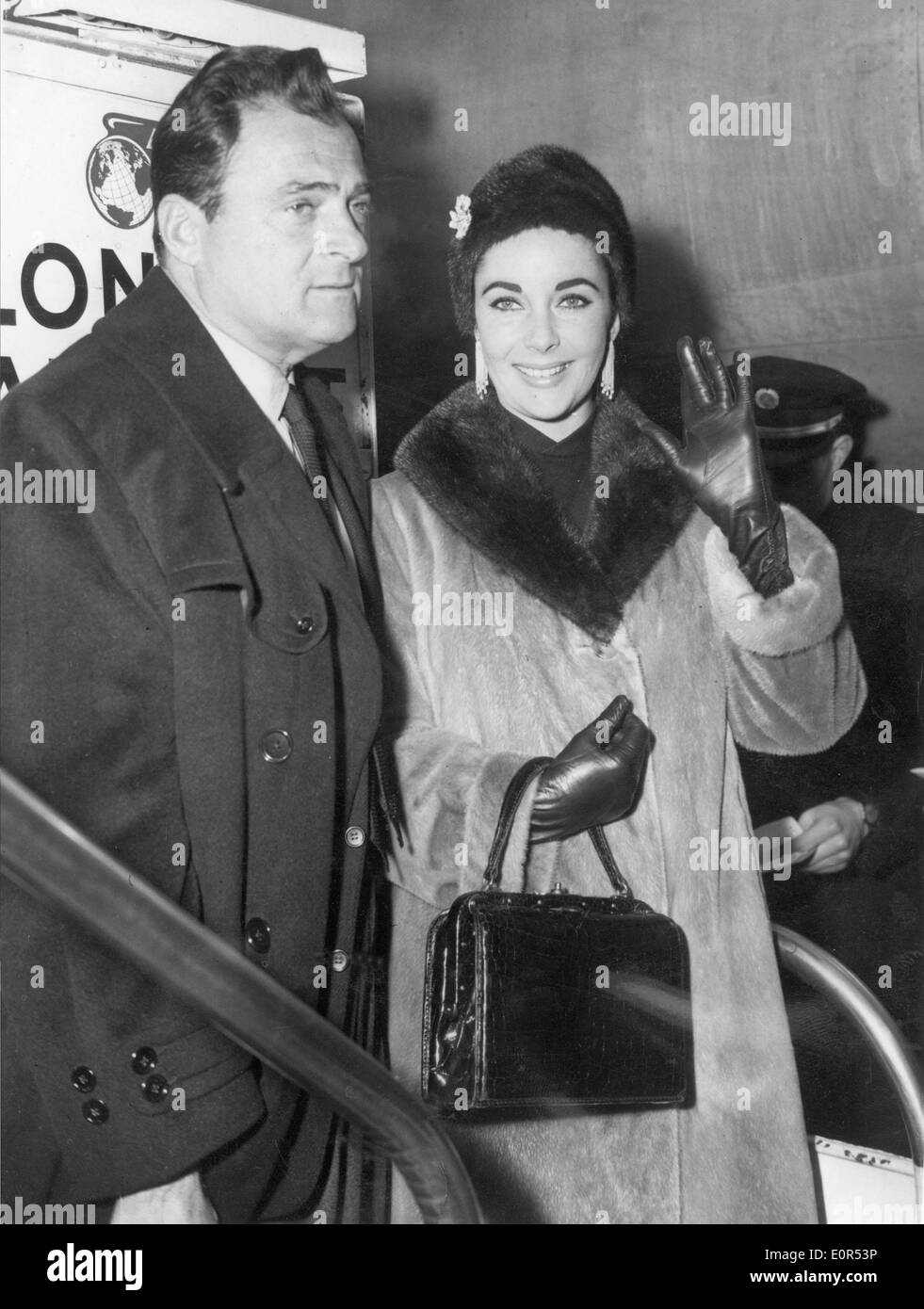 Elizabeth Taylor with her husband Mike Todd on vacation Stock Photo