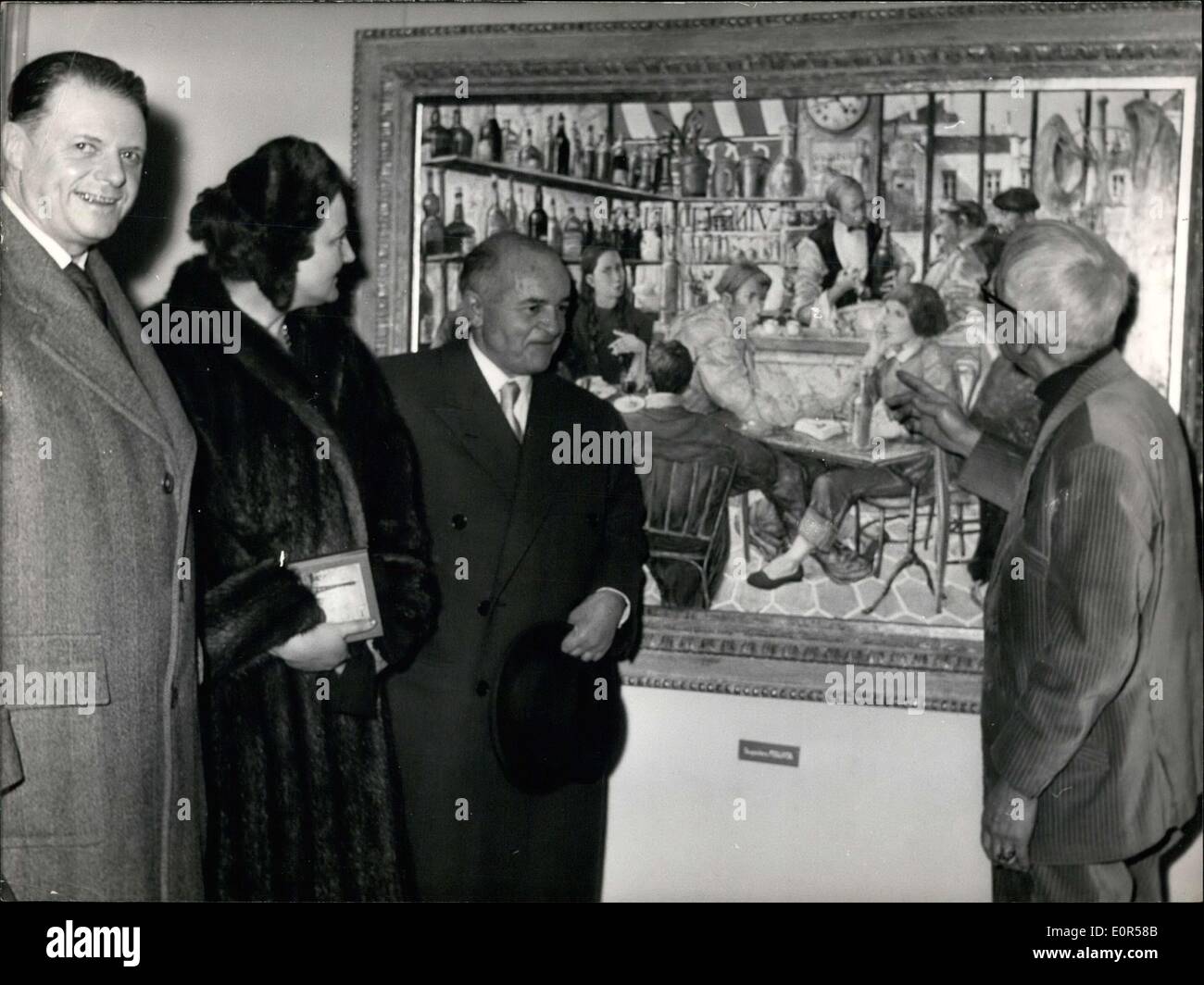 Mar. 05, 1958 - Mr. Emile Pelletier, Mrs. Pelletier, Mr. Fayssat, ''The Parisian Woman'' by Foujita  Pi Stock Photo