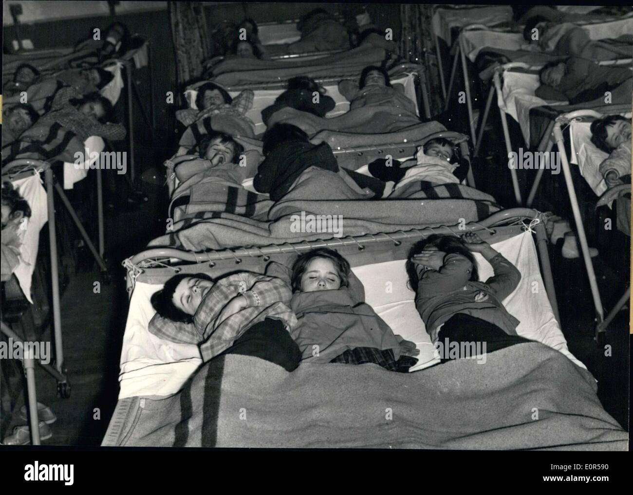 Mar. 10, 1958 - Young school children take an afternoon nap Stock Photo