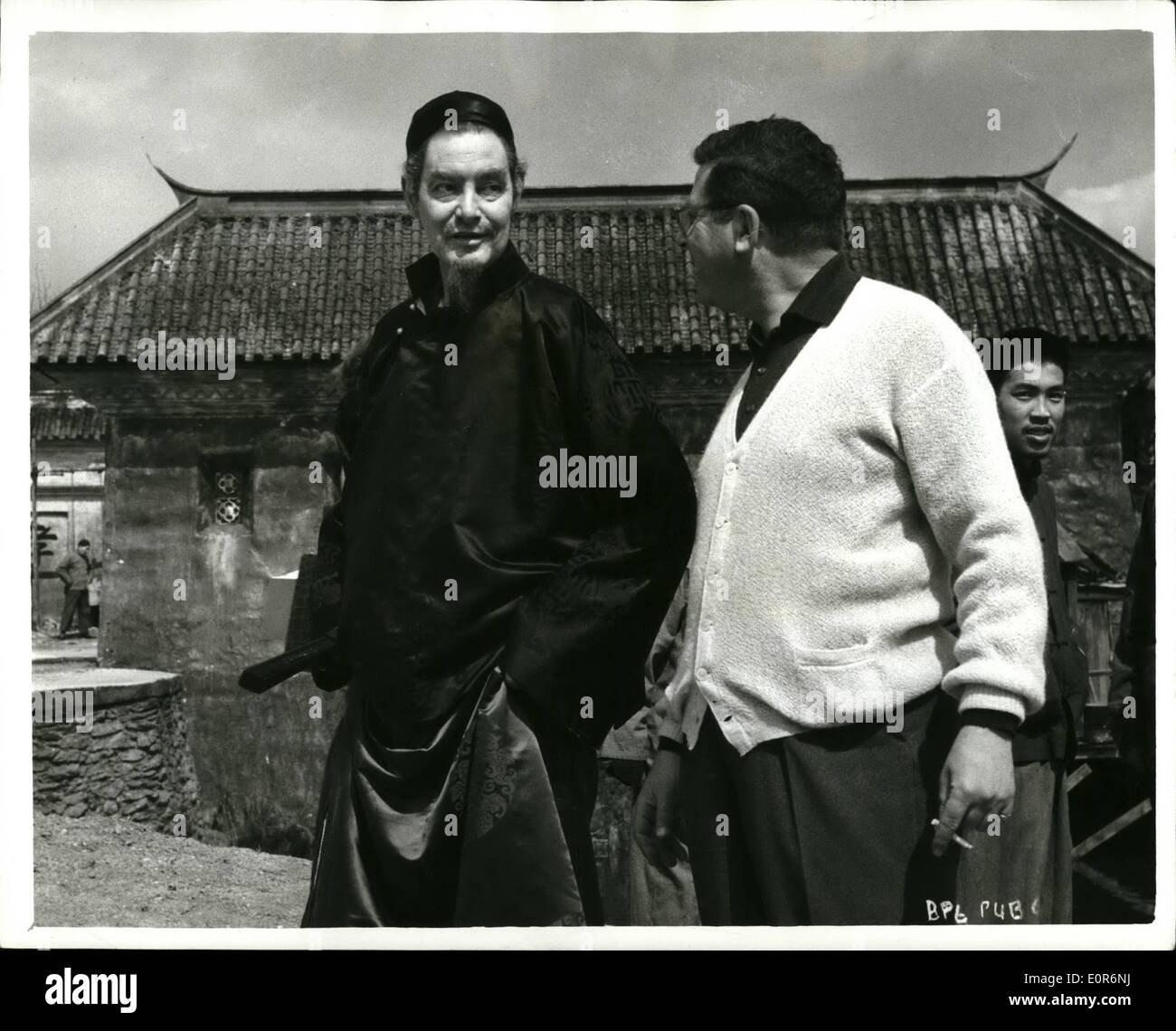 Jun. 06, 1958 - Robert Donat as the Mandarin. Last Soreen part of famous star.: Shortly before his death in a London hospital on Sunday night - screen star Robert Donat completed his final soreen  = that of a Mandarin - in the film ''The  of the sicth happiness'' - in which he on starred with -Sergant  of the film was made in the Welsh mountains - and because of Donat's poor health - such of the film shooting was  - to ease pressure on him - but  of the cast knew just how ill he was. Photo shows Robert Donat - as the Mandarin - during the filming. Stock Photo