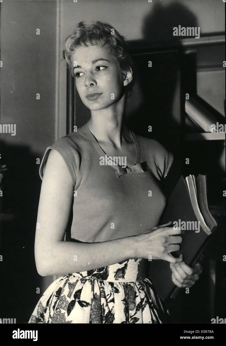 May 05, 1958 - Pin-Up and film producer: 20-year-old Michele Dimitri is France's youngest film producer. Michels's family wanted her to become an actress but Glamarous Michele preferred to stay ''on the other side of the camera''. She has just completed her first film ''Peche De Jeubesse'' starring Madeleine Robinson, Michelle Dimitri, France's youngest film producer, photographed this morning. Stock Photo