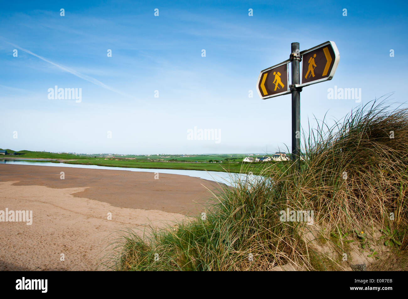 Walking Route Signs on Coastal Path on West Coast of Ireland Stock Photo