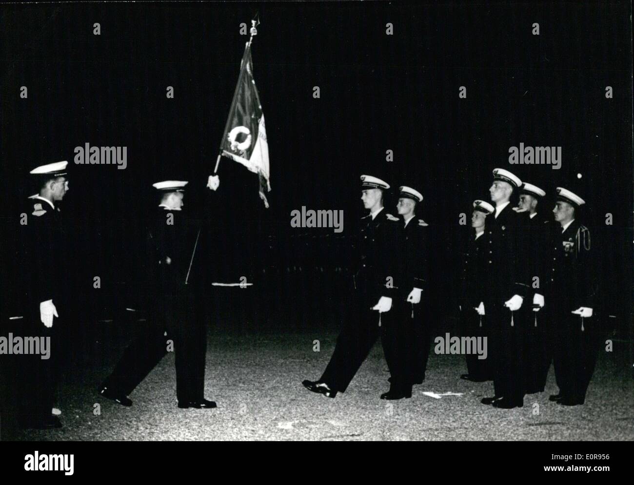 Jul. 12, 1958 - Military Academy Students Change the Old Flag with the New Flag Stock Photo