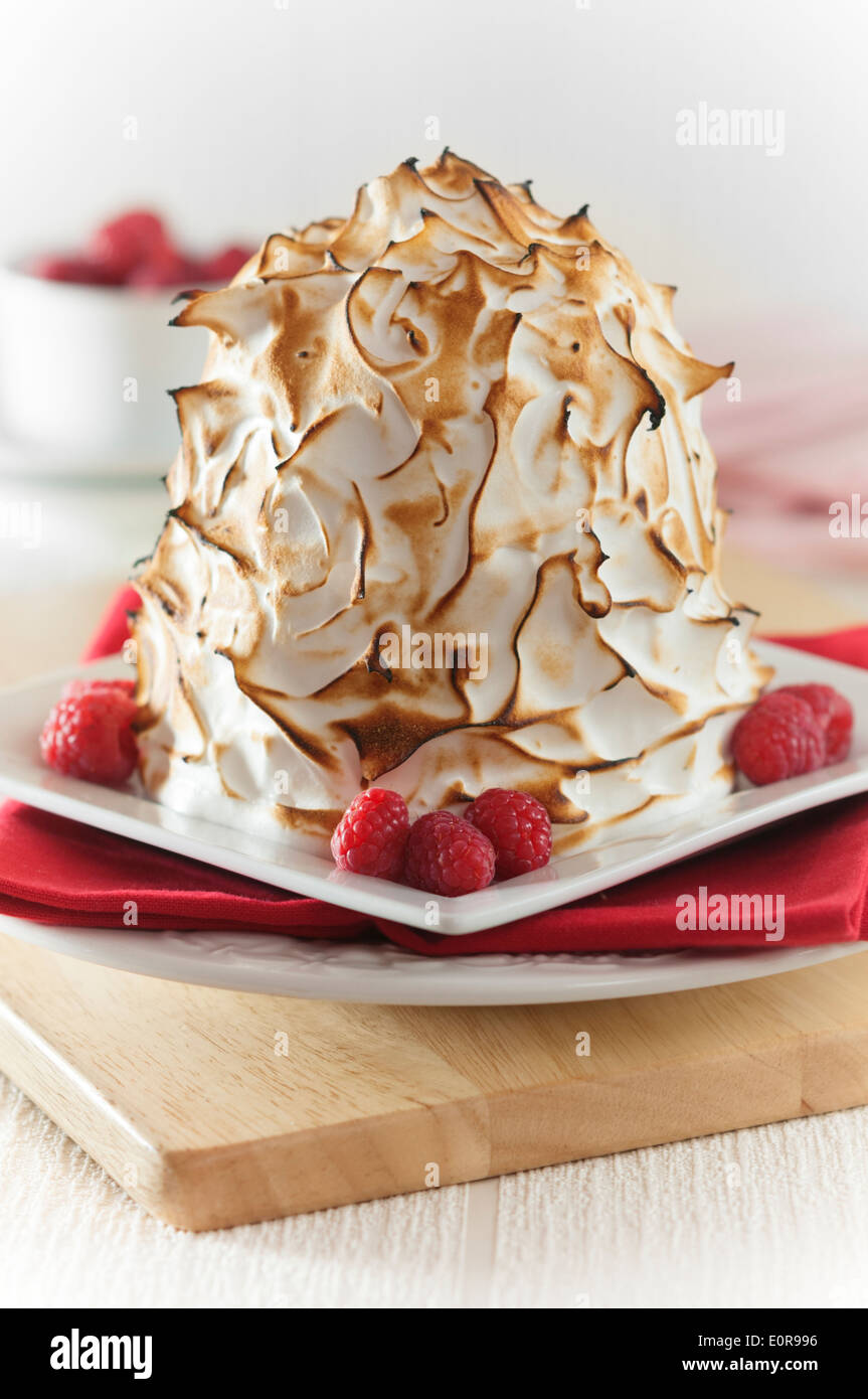 Baked Alaska. Ice cream and meringue dessert Stock Photo