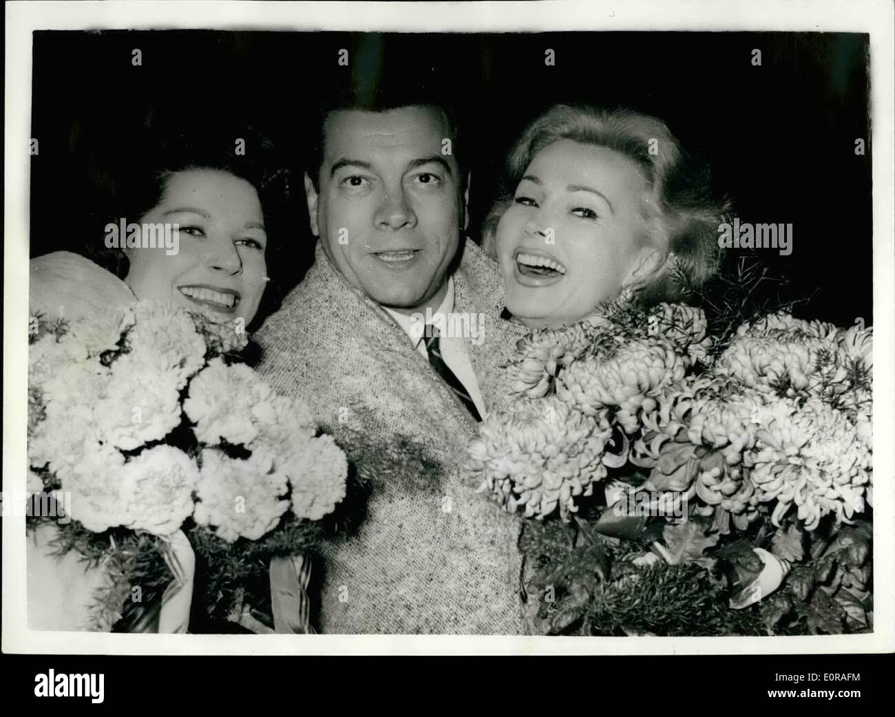 Nov. 11, 1958 - Mario Lanza Meets His Wife - And Zsa Zsa Gabor - In Berlin:  When Mario Lanza went to Berlin airport recently to Stock Photo - Alamy