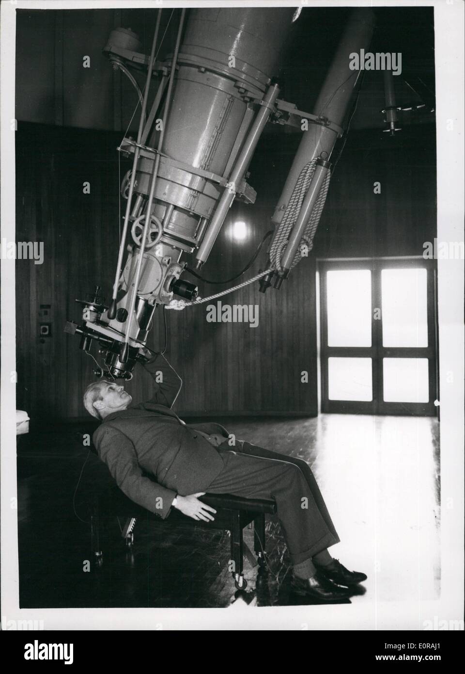 Nov. 11, 1958 - The New Royal Greenwich Observatory - Herstmonceux Castle - Sussex. Giant telescope which were mounted at Greenwich have been re-erected at ''Dome Town'' Herstmonceux Castle, Sussex.. The move has been going on for years - and is now complete.. The famous castle is used for administrative offices - labs - and library.. The telescope are housed in the specially constructed domes built in the castle grounds. Keystone Photo Shows:- Dr Stock Photo