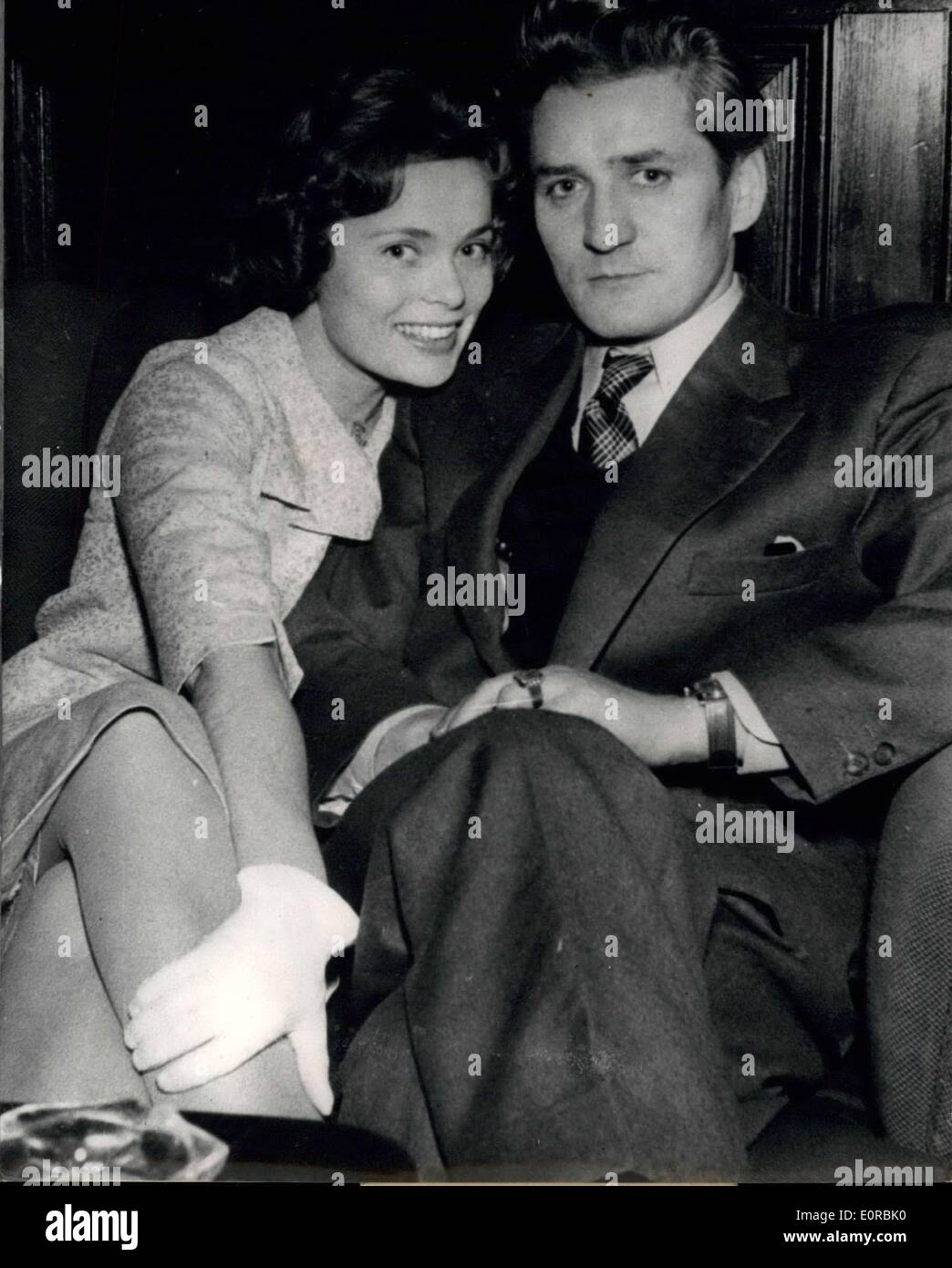 Dec. 08, 1958 - Eager to marry; The Swedish film actress (She only dance for one summer) engaged wit hthe Austrian bank house employee Hans Winfried Rosmann in Vienna. The wedding will probably be in January 1959. That means it would be Ulla's 3rd wedding within the last year. Stock Photo