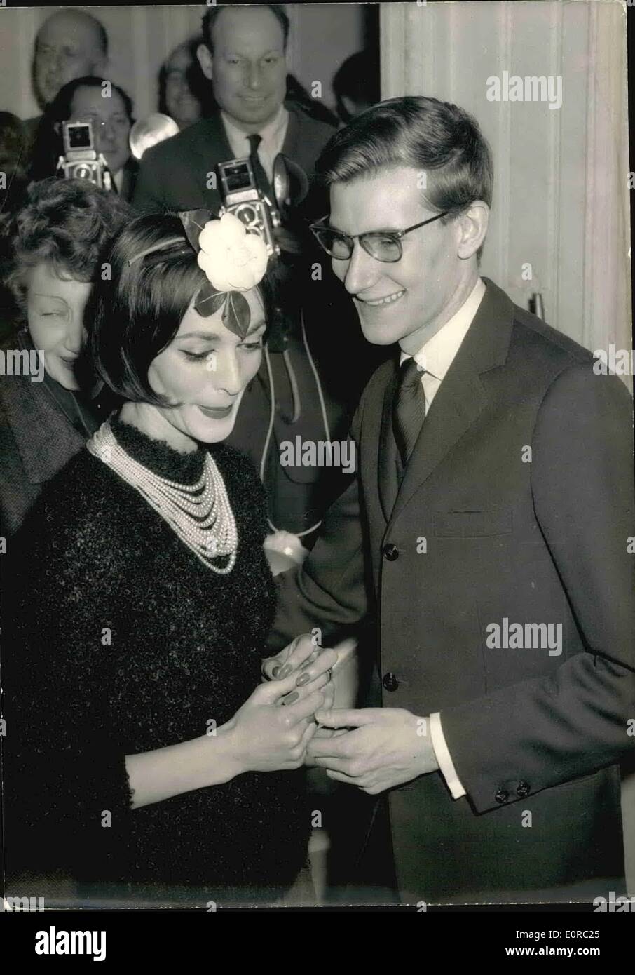 Jan. 01, 1959 - Paris Fashion Openings: Yves Saint-Laurent Presented his  new collection at Dior's this morning. Like the previous ones, this  collection was very successful. Phot Shows The new and main