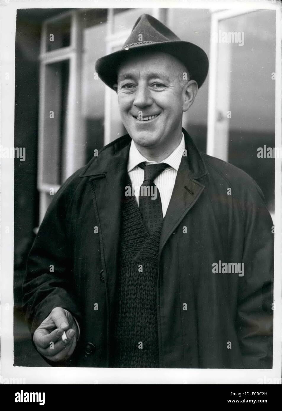Jan. 01, 1959 - Actor Alec Guiness Receives A Knighthood In The New Year Honours List: Actor Alec Guiness, acclaimed on both sides of the Atlantic as Best Actor of the Year for his performance in the film ''The Bridge over the river Kwai'' has been awarded a Knighthood in the New Year Honours List, and now becomes Sir Alec Guinness. Photo shows Yesterday's picture of Sir Alec Guinness taken at his home in Petersfield Hampshire. Stock Photo