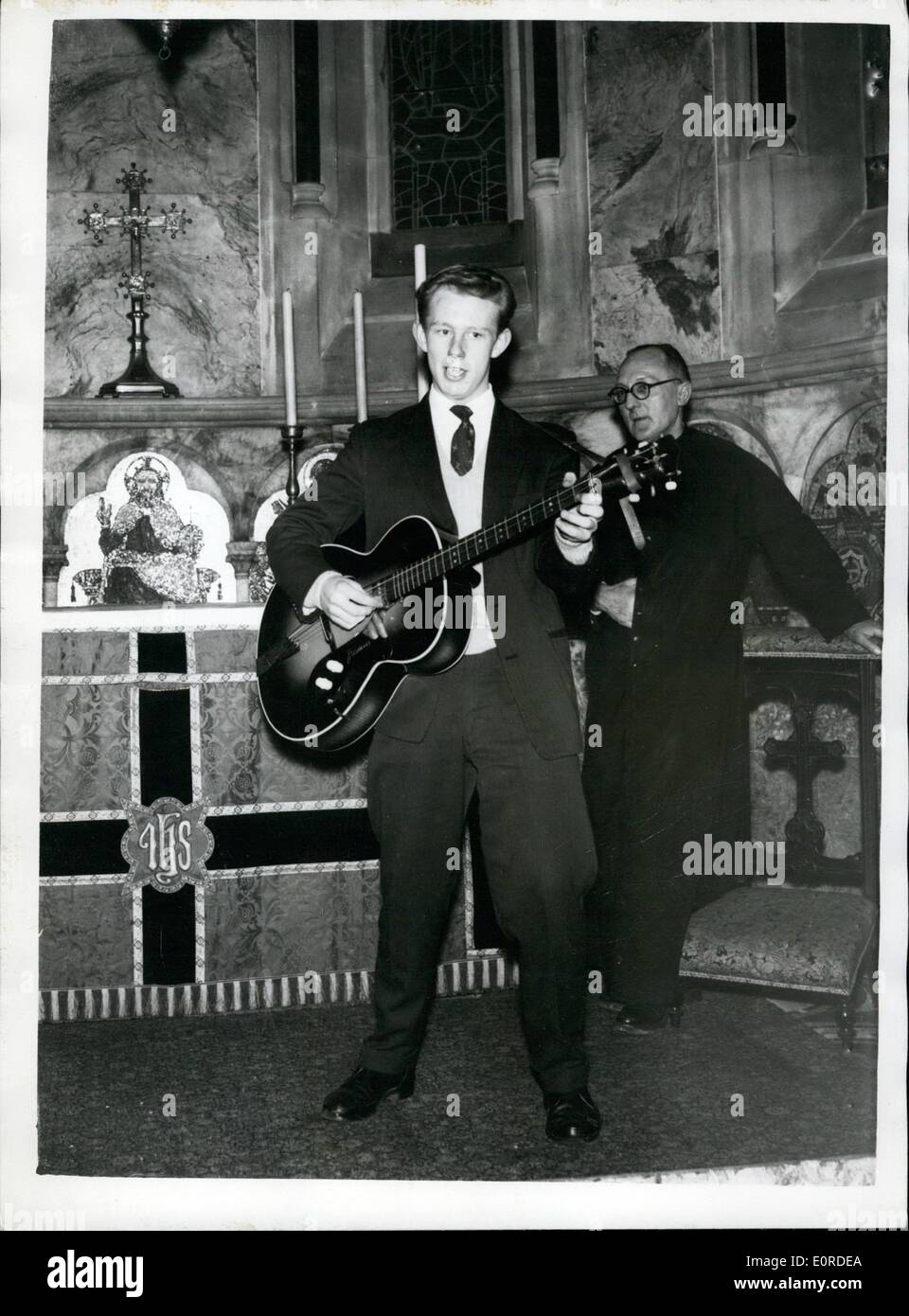 Mar. 10, 1959 - 10-3-59 New Rock-N-Roll singer makes first professional appearance at a church service Ã¢â‚¬â€œ Gary Mills, the Stock Photo