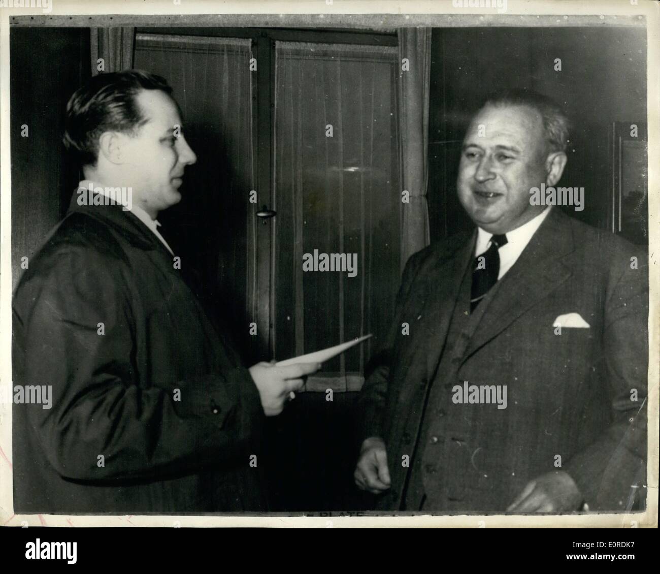 Feb. 02, 1959 - Donald Hume Arrested By Swiss Police: Donald Hume also known as Donald Brown and John Stanislav was arrested in Stock Photo