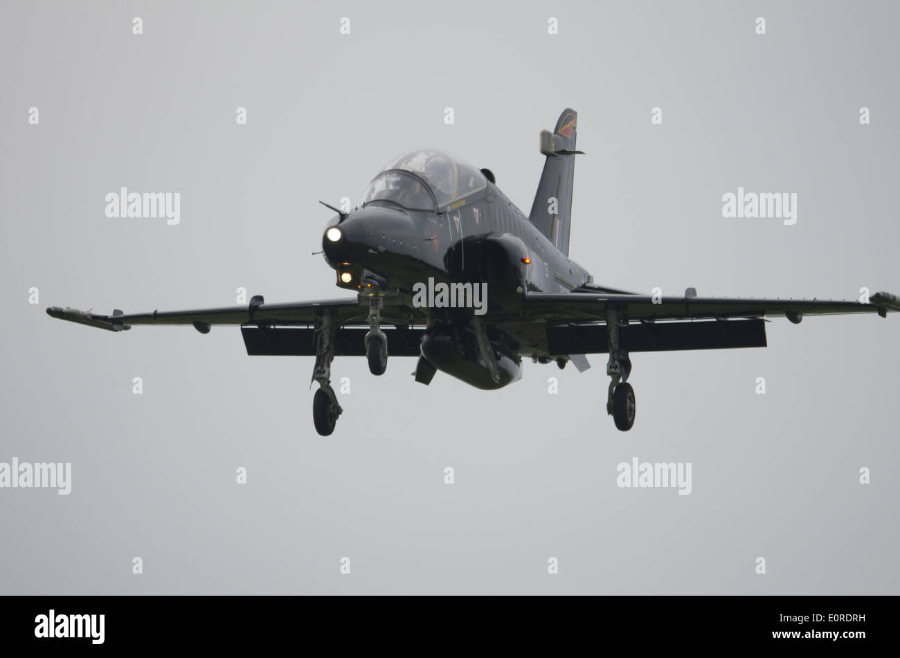 A Hawk landing at RAF Valley. Stock Photo