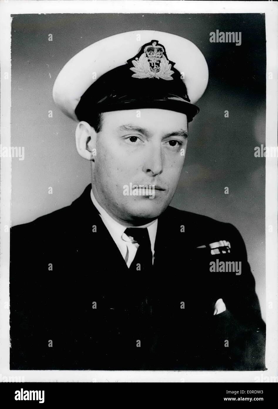 Mar. 24, 1959 - 24-3-59 Britain's first atomic submarine commander chosen. Lieut. Commander B.F.P. Samborne RN, who is at present training at the Royal Naval College, Greenwich, has been chosen as the Commanding Officer designate Britain's first nuclear powered submarine H.M.S. Dreadnought. He is 34. Photo Shows: Lieut. Commander B.F.P. Samborne R.N. Stock Photo