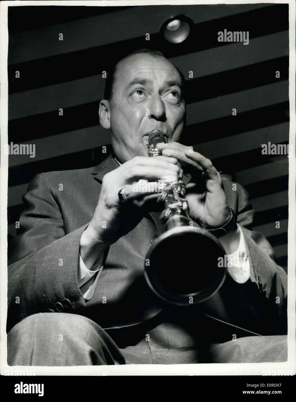 Apr. 02, 1959 - Woody Herman In England: Woodrow Charles Thomas Herman, 45-years-old one of the legendary names o jazz, arrived Stock Photo