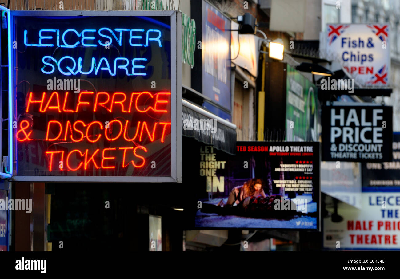 London, England, UK. Discount theatre tickets sold near Leicester Square Stock Photo Alamy