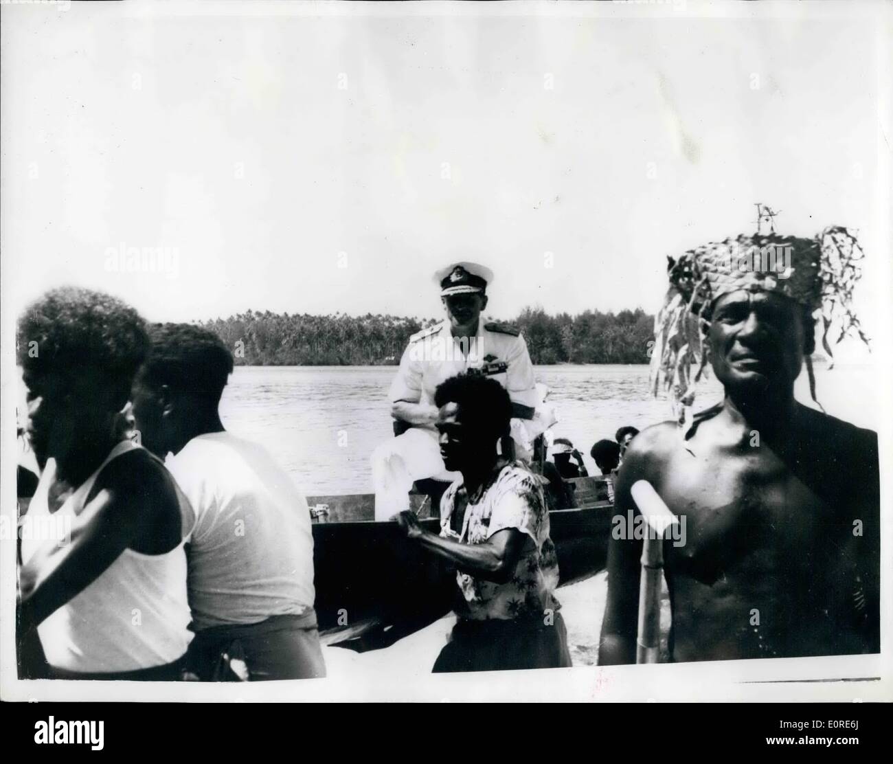 Apr. 04, 1959 - Prince Phillip visits the Solomon Islands during his world tour.: Prince Phillip continuing his round the world Stock Photo