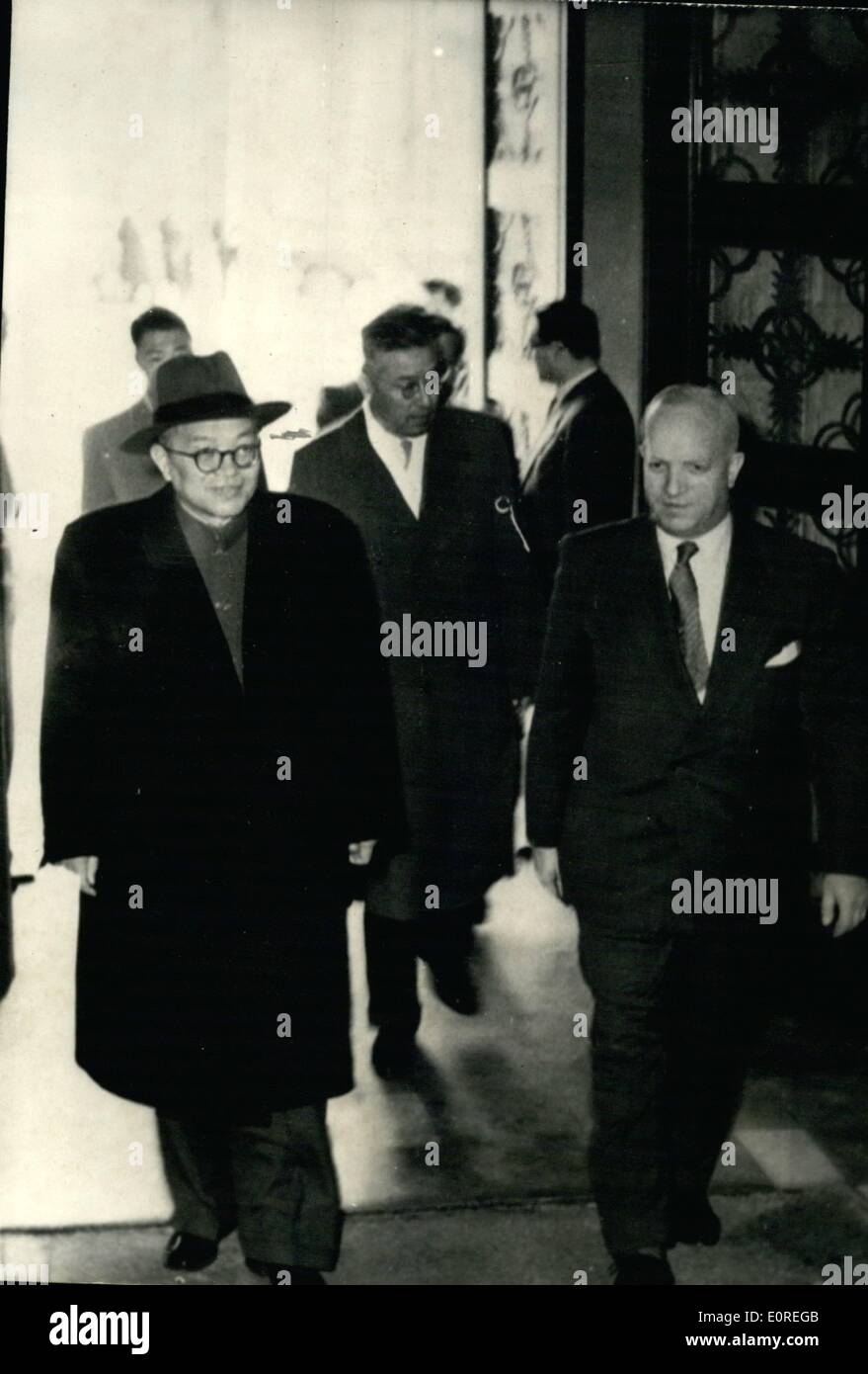 Apr. 04, 1959 - Communist Countries conference in Warsaw.: The Conference of the Foreign Ministers of the Countries of the Warsaw pact opened in Warsaw today. Photo shows M. Chang Wen-Tein, the China Representative arriving at the conference. Stock Photo