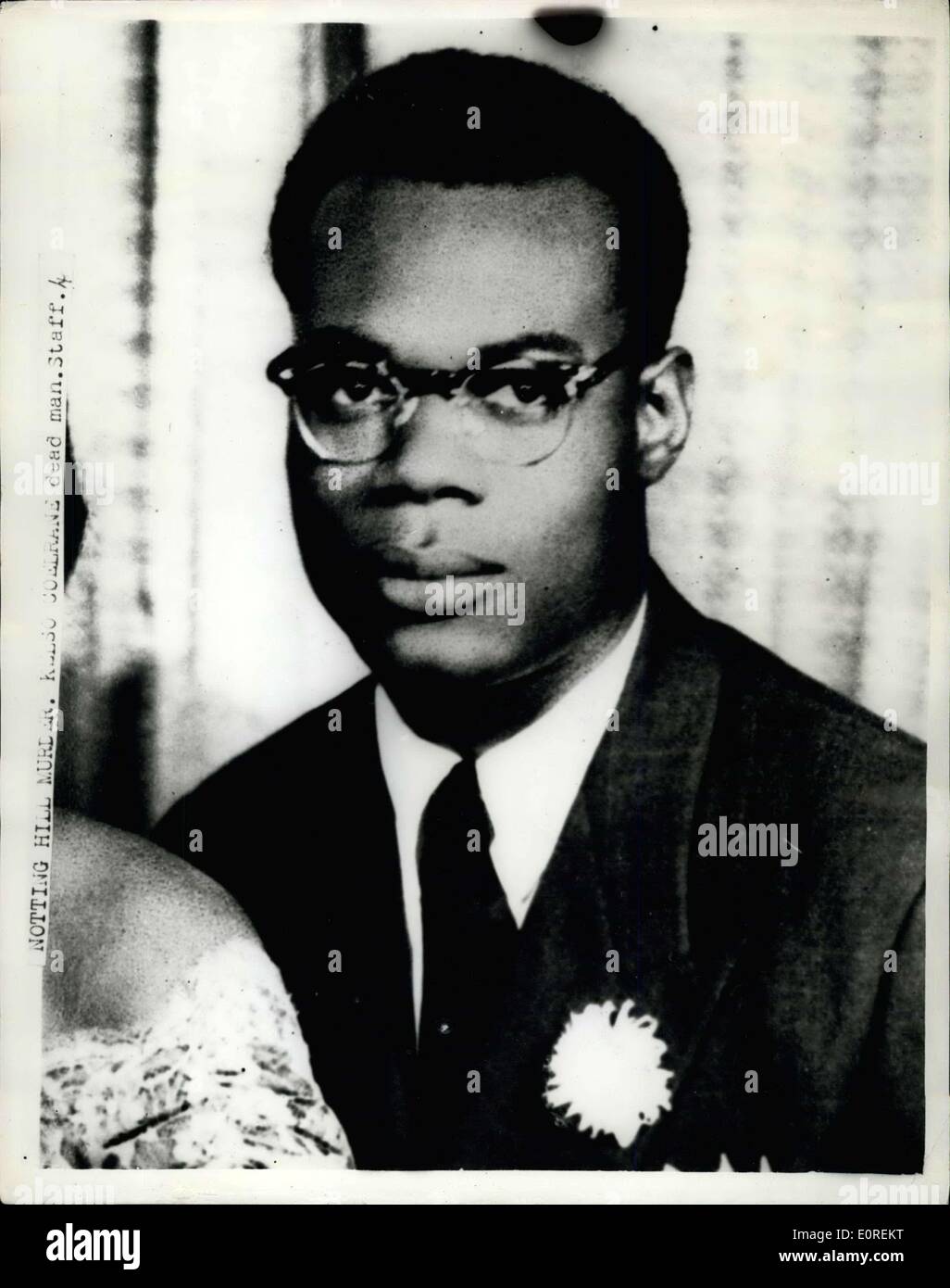 May 18, 1959 - Jamaican murdered in Race Riot area of London: A 32-year old West Indian, Kelso Benjamin Cochrane, a carpenter, was walking home to Bevington-road North kinsington, after attending hospital with a broken thumb early yesterday, when a group of youths challenged him on a street corner: ''Where are you going Jim Crow''. A running fight developed and Cochrane was stabbed in the chest. Two coloured men took him to hospital by taxi, but he died a few minutes after admission. The murder occurred in the Notting Hill area - scene of last year's racial disturbances Stock Photo