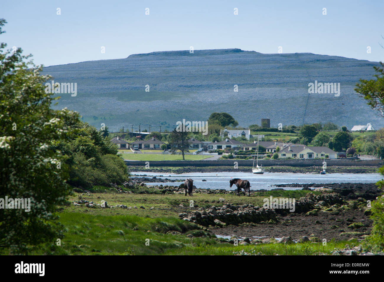 View of Kinvara and Burren on West Coast of Ireland Stock Photo