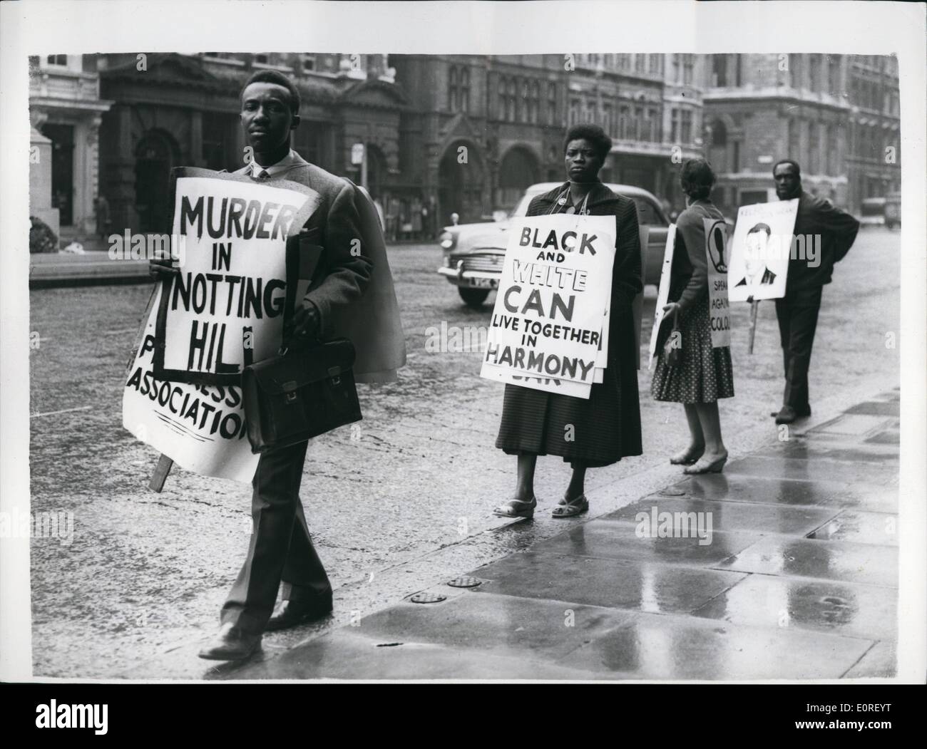 Jun. 06, 1959 - Coloured people hold protest walk in Whitehall.: A small band of coloured men and women were to be seen holding Stock Photo