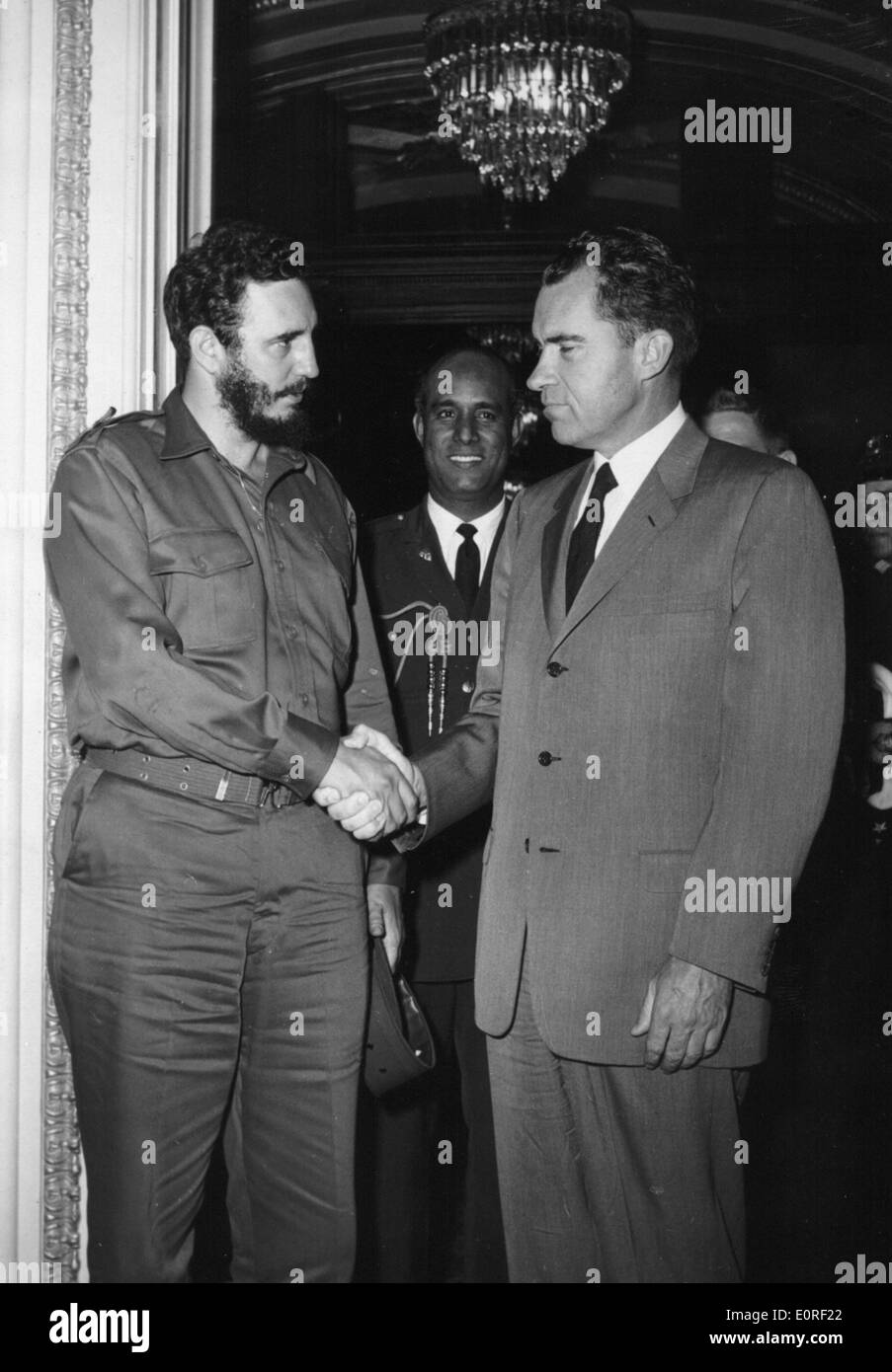 Revolutionary Fidel Castor meets President Nixon Stock Photo