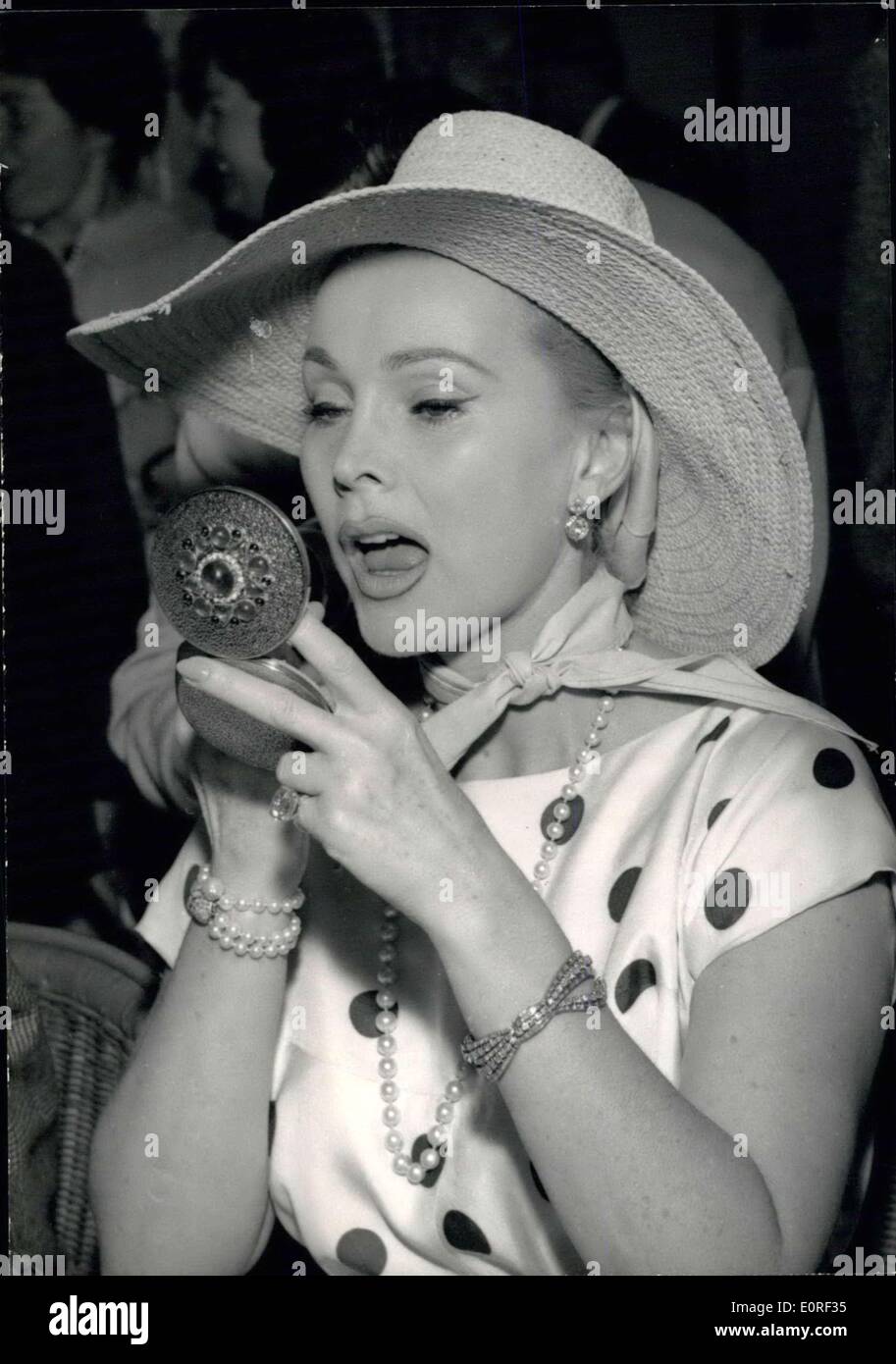 May 03, 1959 Cannes Film Festival OPS Zsa Zsa Gabor making up during