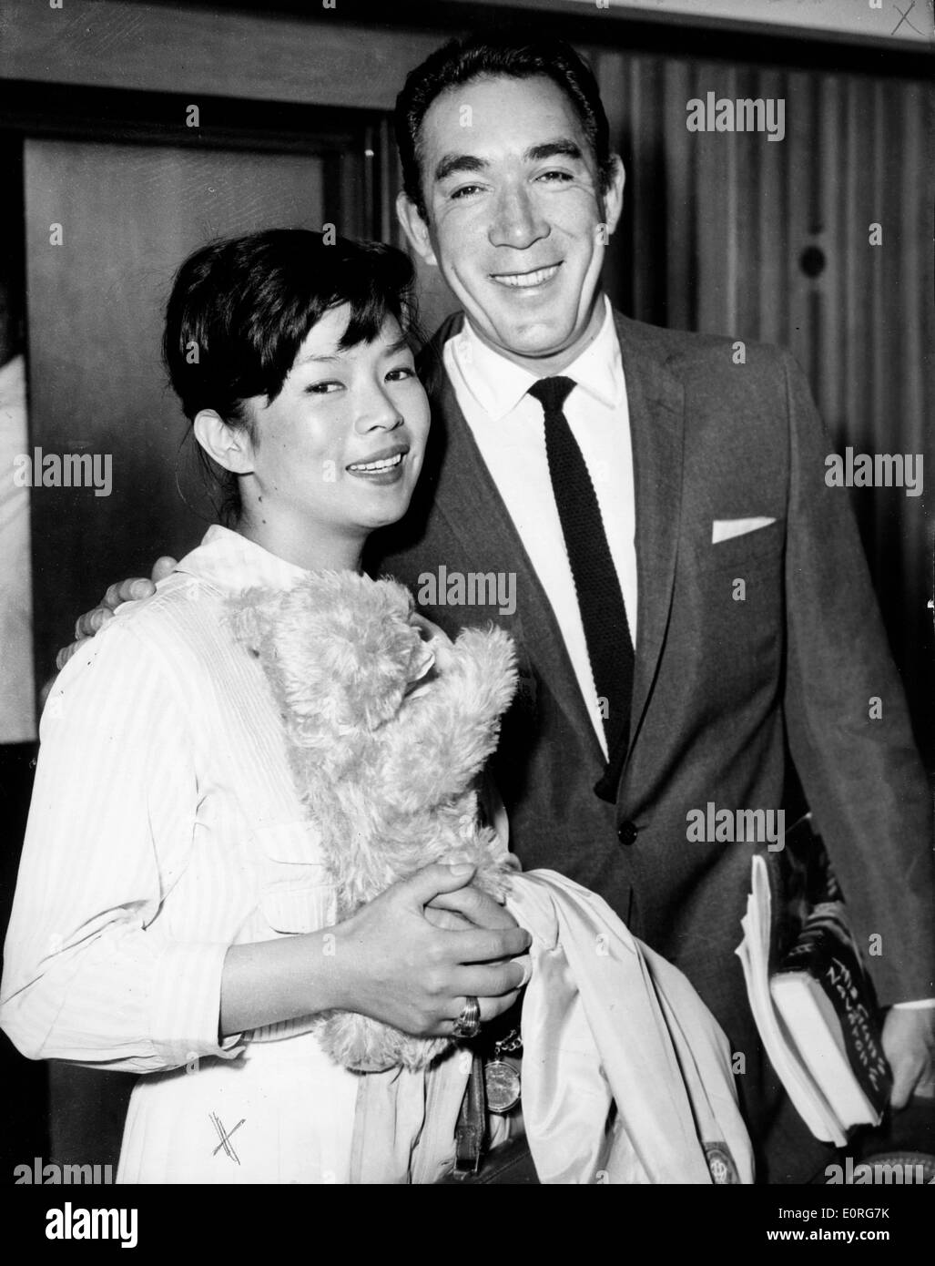 Actors Anthony Quinn and Yoko Tani co-star in a film Stock Photo