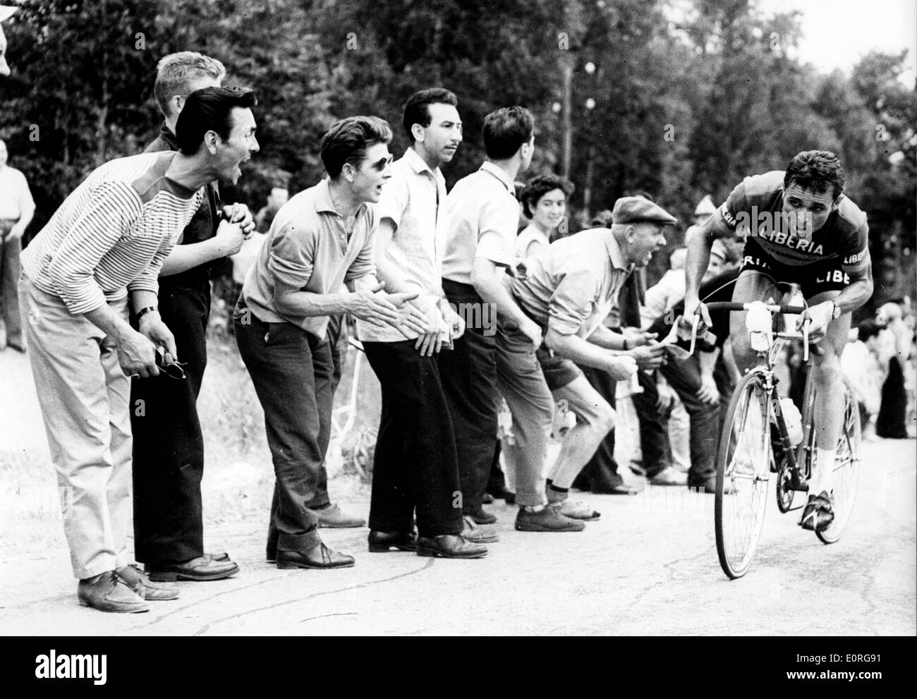 Cyclist Henry Anglade winning French Championship Stock Photo