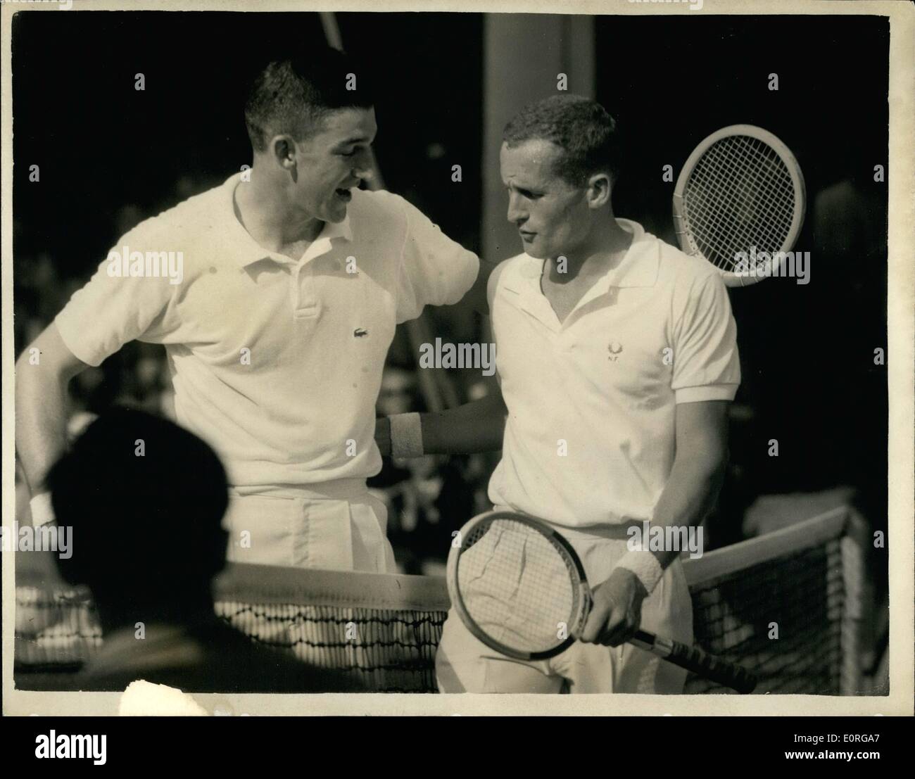 Jun. 29, 1959 - 29-6-59 Second week of the Wimbledon Championships. N.Fraser Australia versus B. MacKay U.S.A. Ã¢â‚¬â€œ Phot Stock Photo