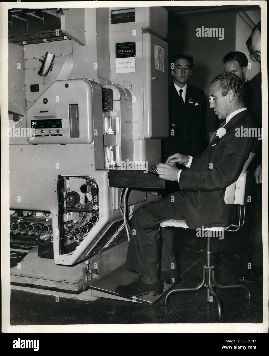 Jul. 07, 1959 - Mr. Marples Goes To Norwich - Inspects Electronic Sorting Machines. The Postmaster General, Mr. Ernest Marples, Stock Photo