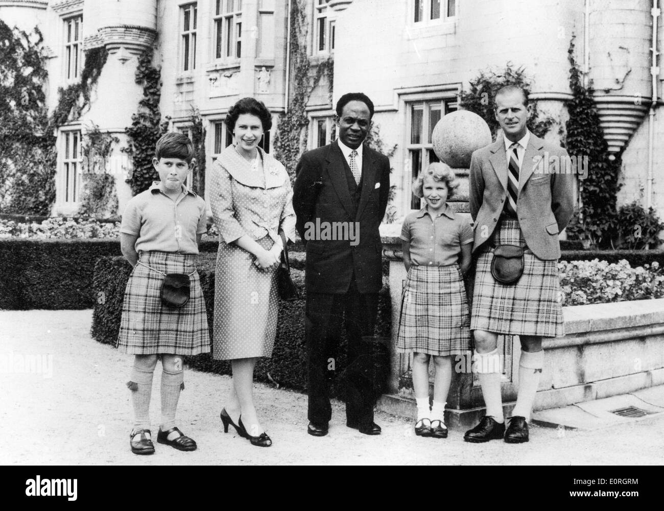 Kwame Nkrumah visits Queen Elizabeth II and family Stock Photo