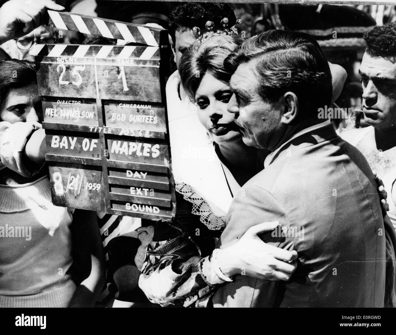 Sophia Loren and Clark Gable filming the movie 'The Bay of Naples' Stock Photo