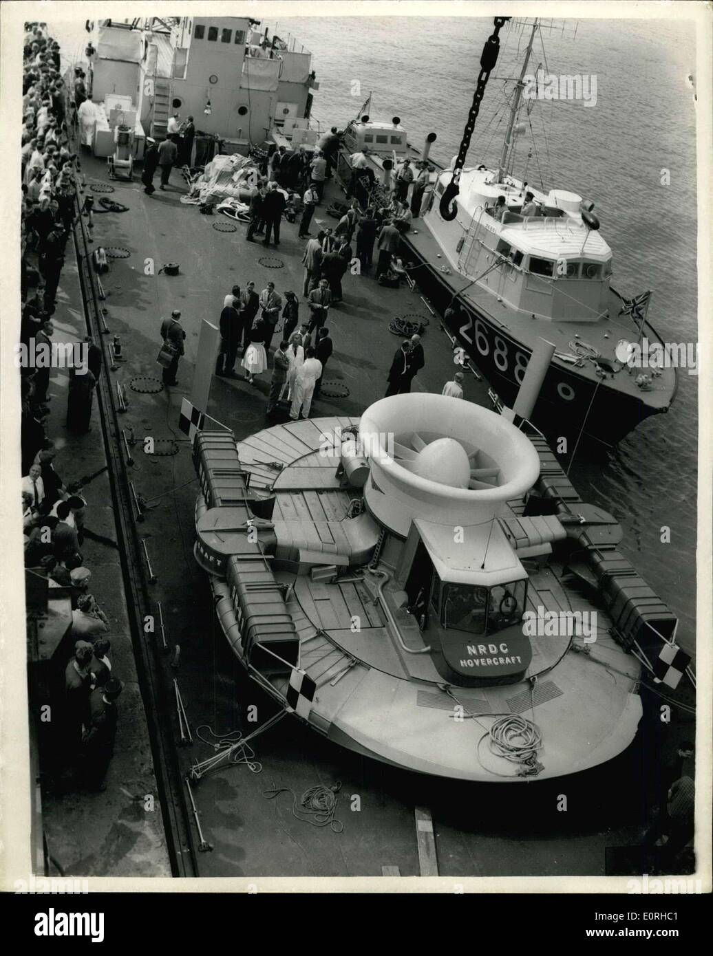 Jul. 24, 1959 - Picture by specially chartered aircraft.: The '' Flying Saucer'' goes to Calais. The experimental flying saucer Stock Photo