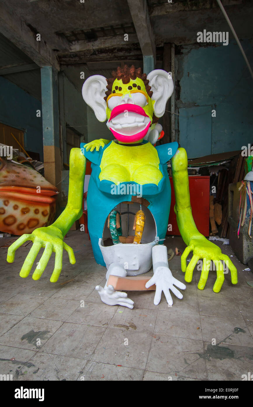 Carnival Artisans. Ricardo Narvaez workshop, Costume builder. Polystyrene figure. Stock Photo