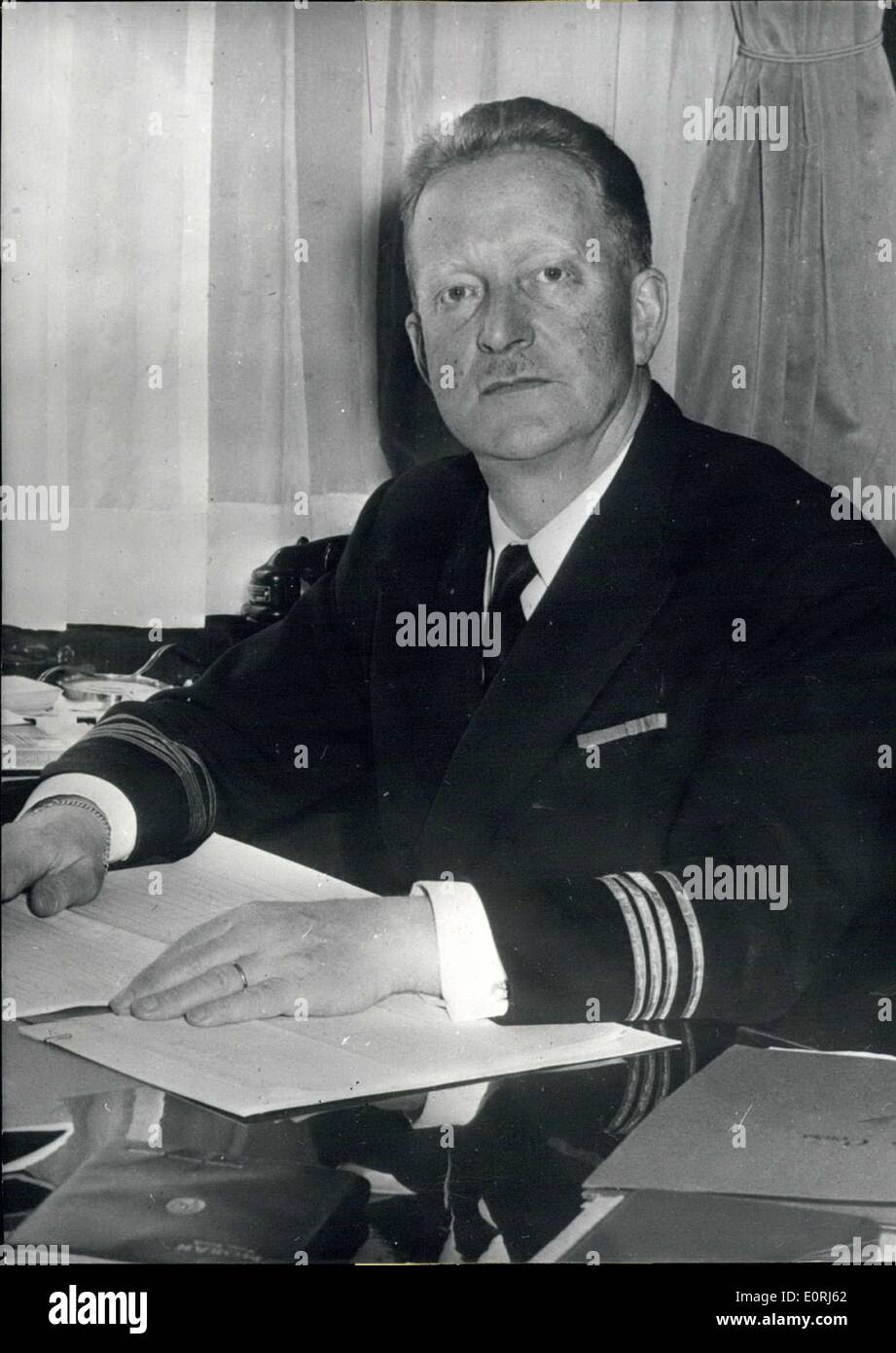 Oct. 04, 1959 - He Will Be In Command Of ''France''; Photo Shows A recent portrait of Captain Croisile of the French Line, the Present commander of the ''Liberte'' who has been appointed commander of the ''France'', The new liner which is being completed at Saint-Nazaire Shipyards. Stock Photo