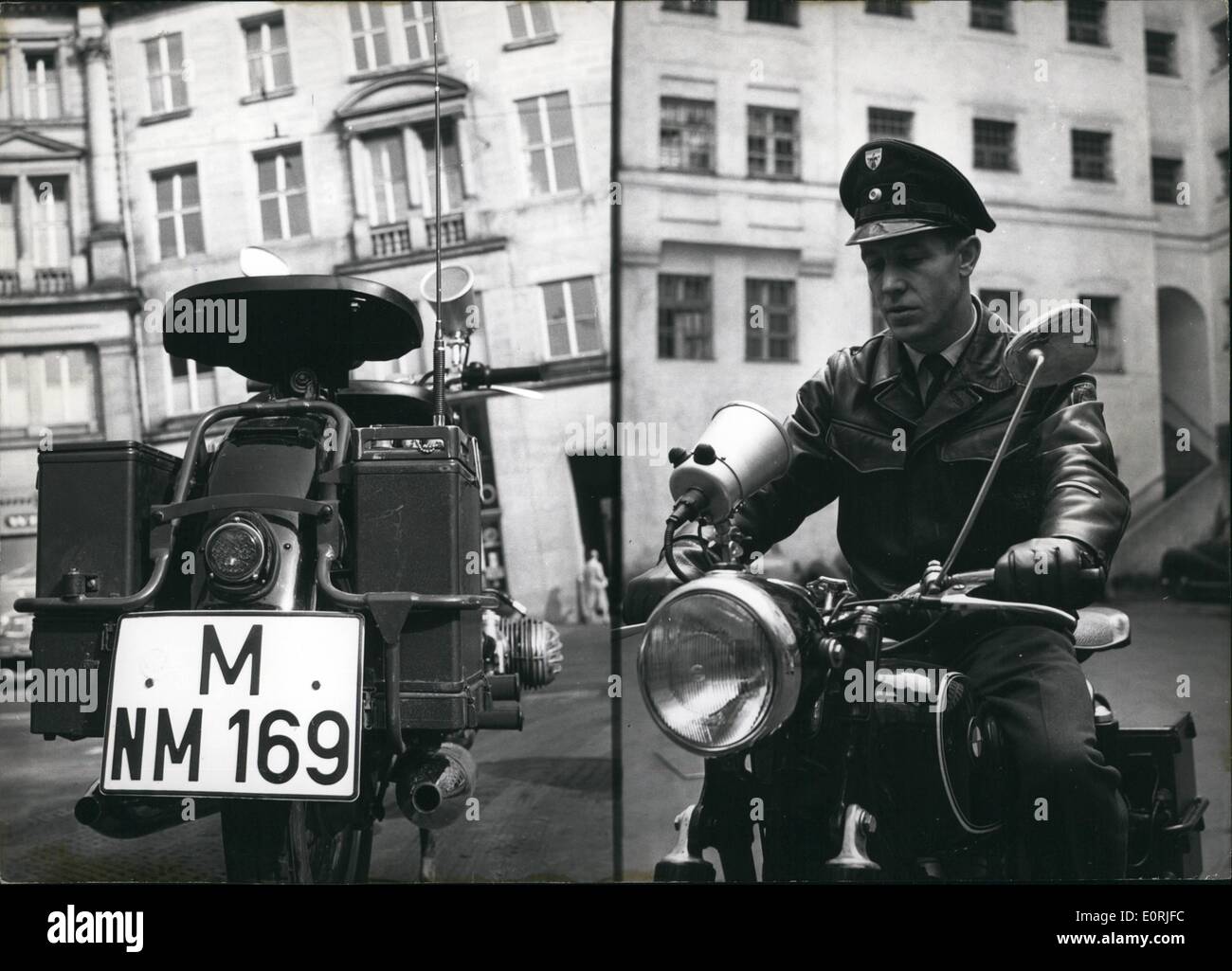 Oct. 10, 1959 - 1960 every police motor cycle will be fitted with wireless: It the beginning of the next year, twelve heavy BMW Stock Photo