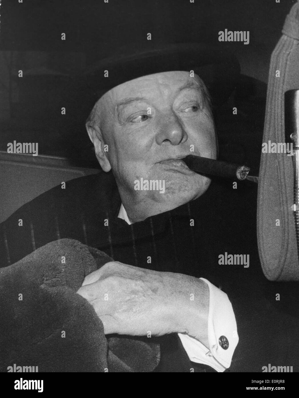 Sir Winston Churchill heads to his birthday celebration Stock Photo