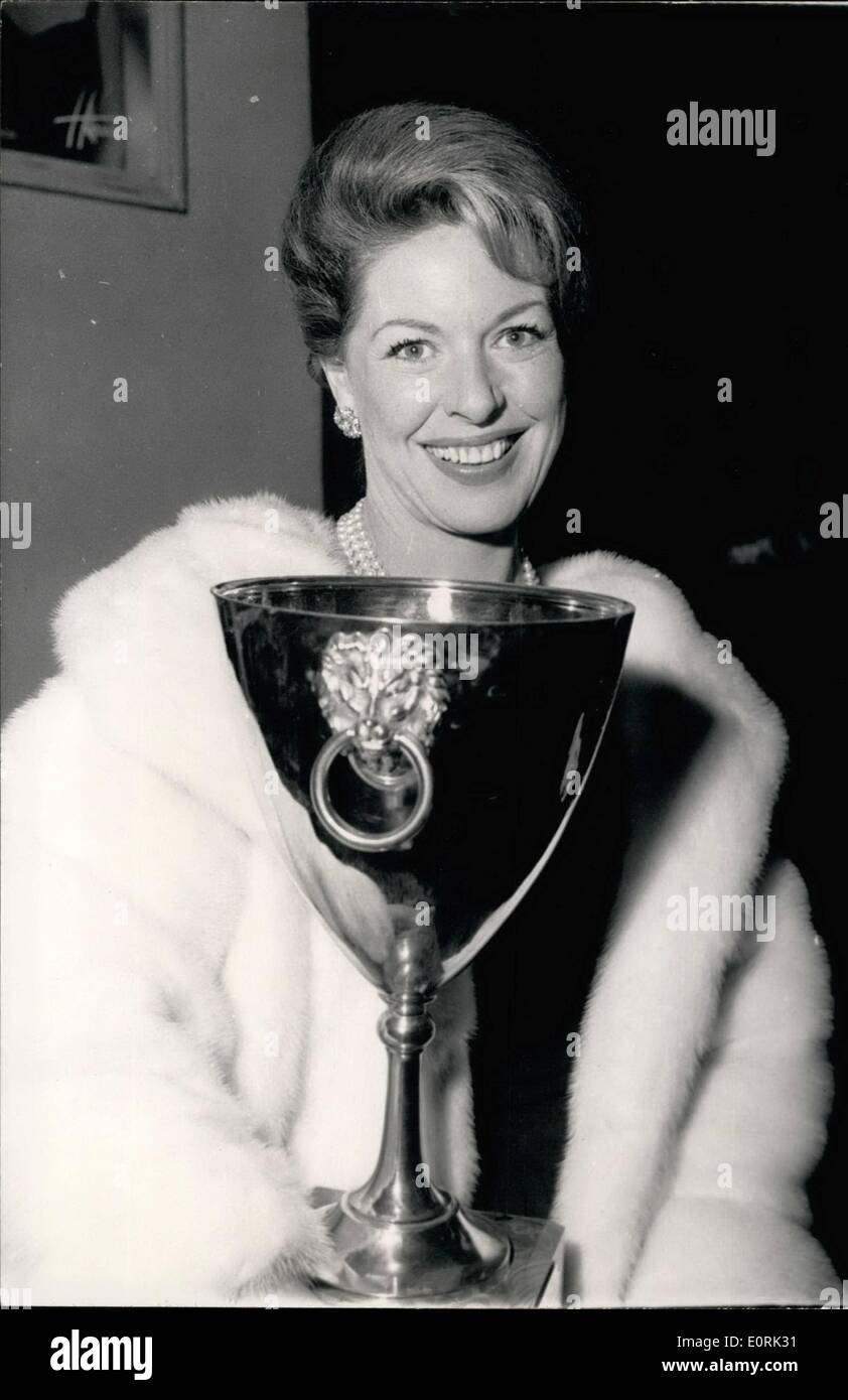 Dec. 12, 1959 - Famous French actress awarded volpi cup. The Volpi Cup awarded to Madeleine Robinson at the Venice festival for Stock Photo